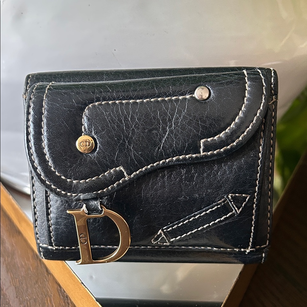 SOLD!!!   Christian Dior Vintage Saddle Bifold Compact Wallet